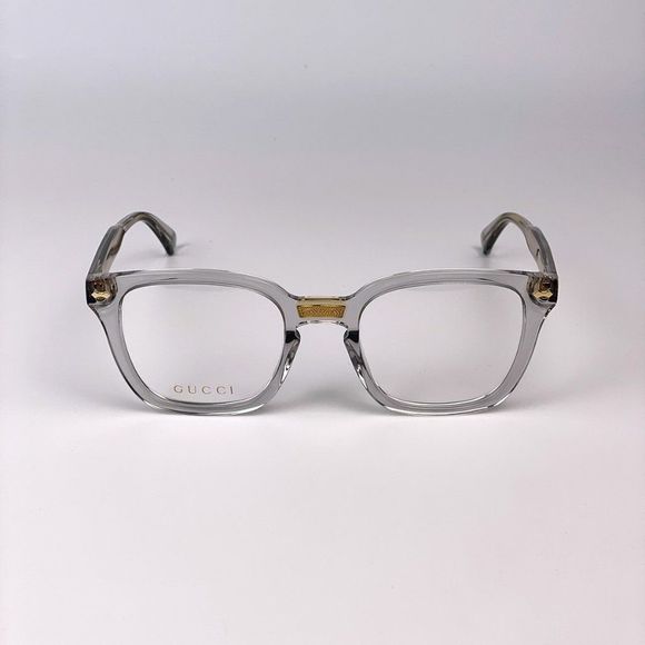 Gucci GG0184O 005 Eyeglasses Gray Clear Gold Square Unisex - Picture 5 of 10